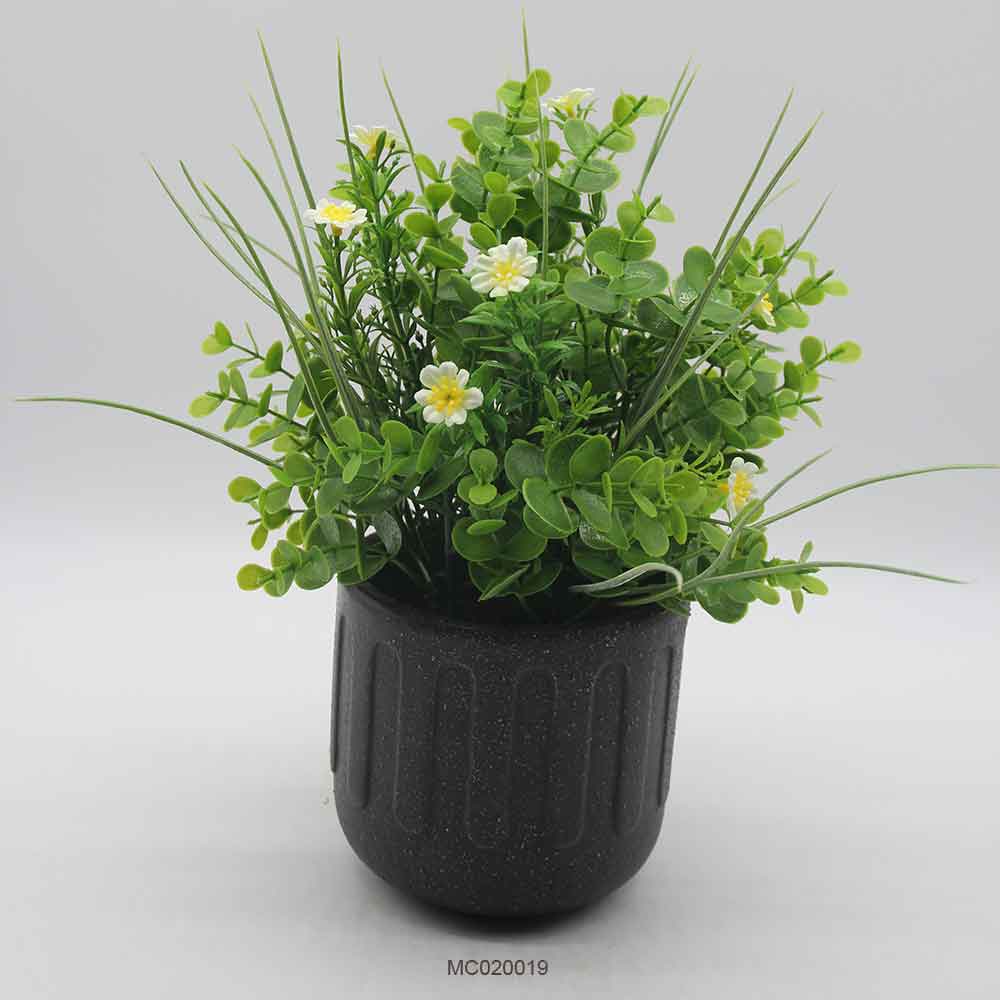 Artificial Leaves and Mini Flower with Pot