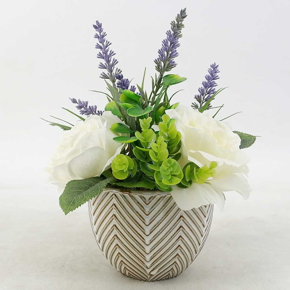 MC19-7507P 12＂H White flower&lavender